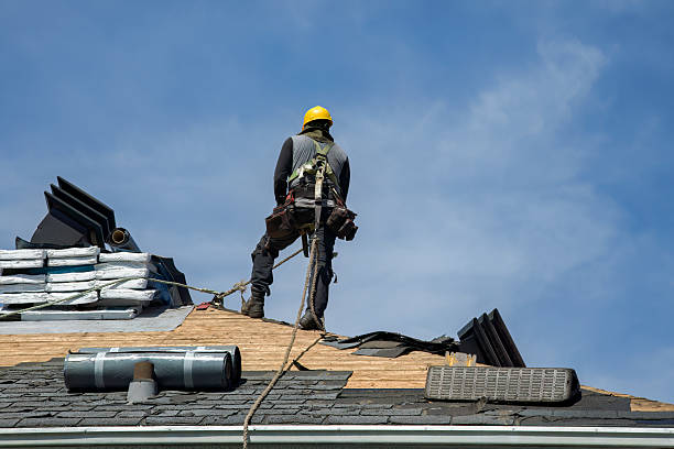 Professional Gutter Installation technician working in Oxford, ME